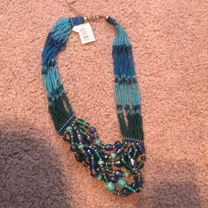 Blue beaded necklace NWT